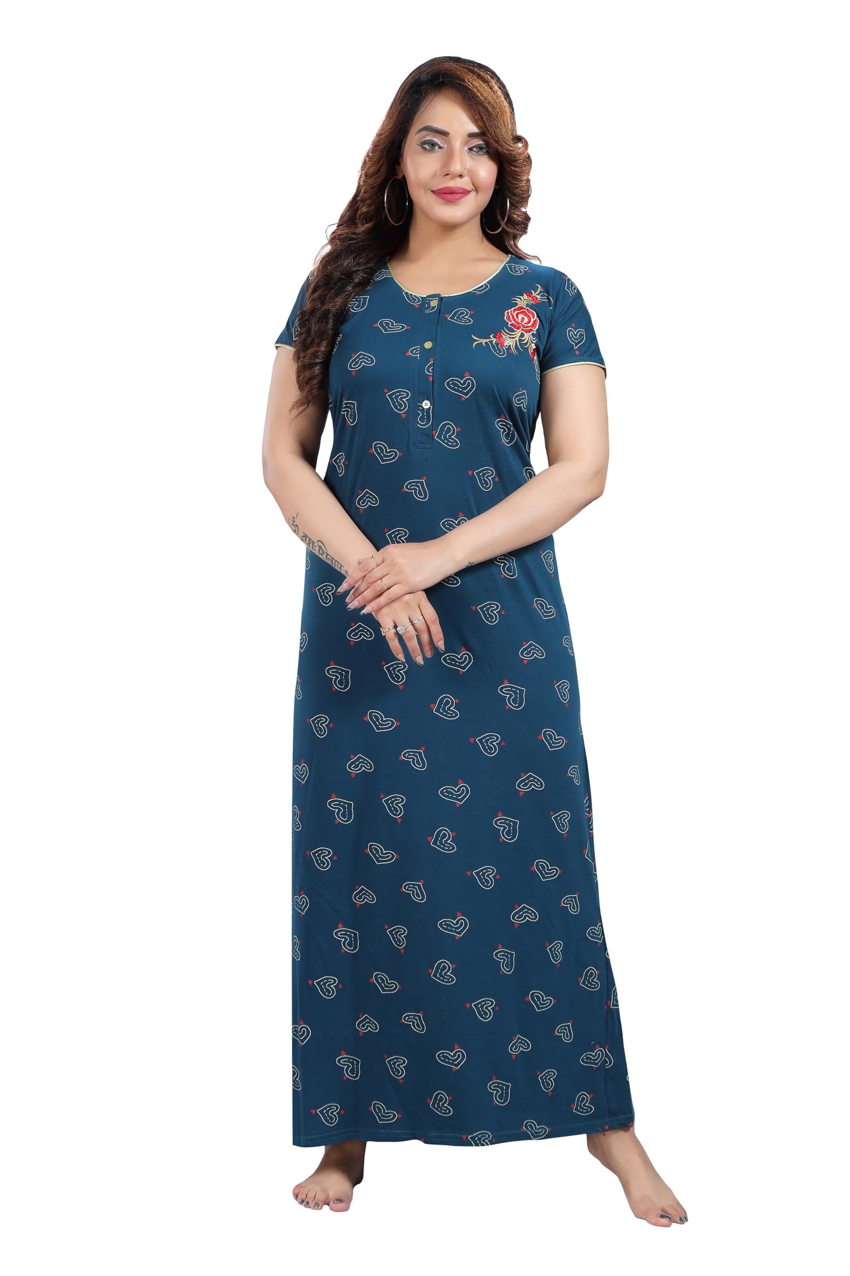 trundz Women 's Pure Hosiery Cotton Printed Nighty(370)-picture-24