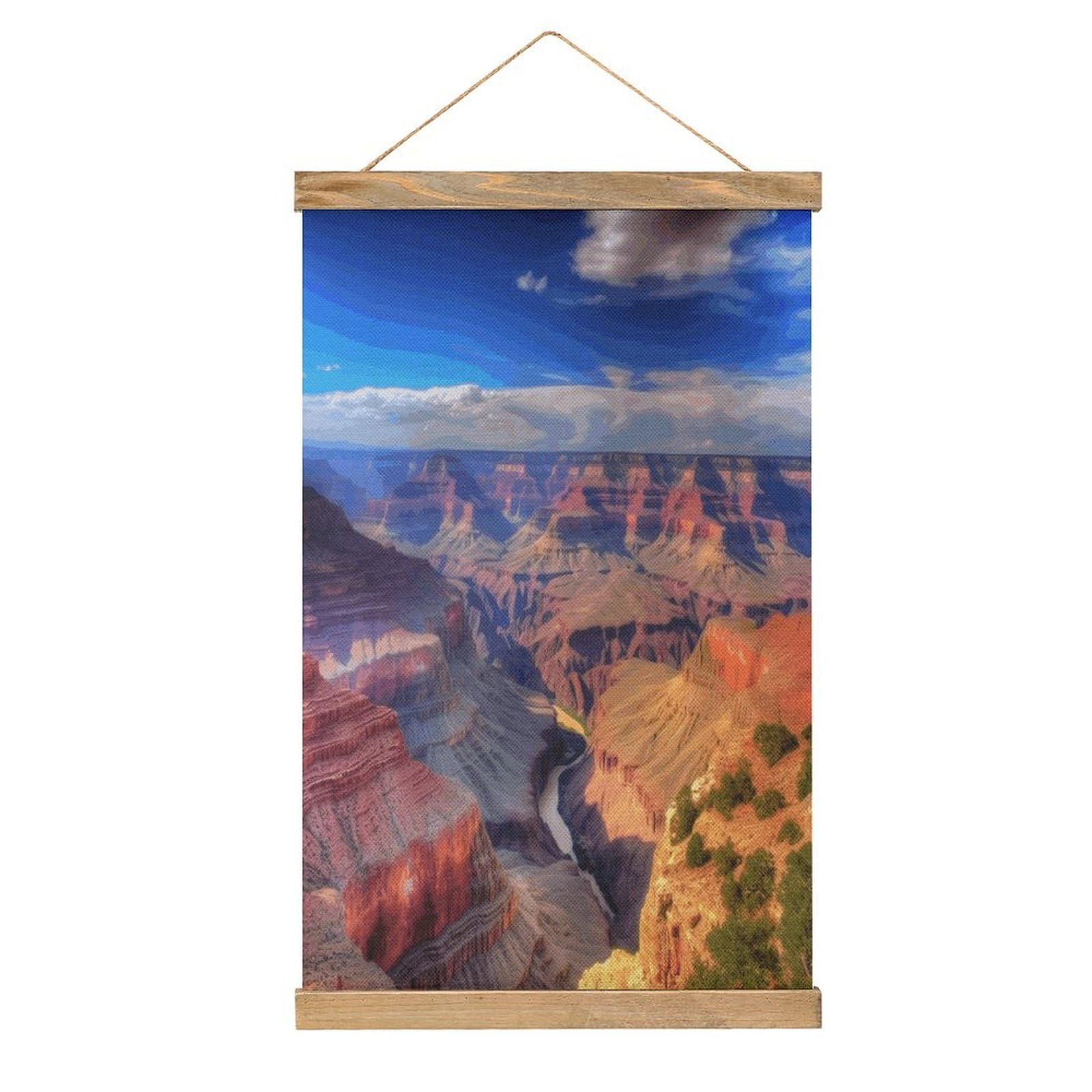 VstaDank Beauty Grand Canyon Hanging Poster with Wooden Frame Modern Linen Hanging Painting Retro Style Wall Decor Art Painting for Living Room,Bedroom Decor Poster Frame 20.4x13.1inch