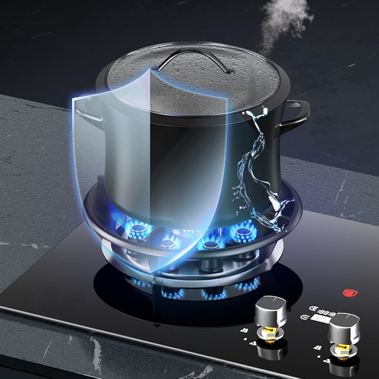 Commercial Gas Stock Pot Range,Double Nine-chamber Energy-gathering Gas Stove with Double-side Timing Function,for Restaurant,Home(NG)