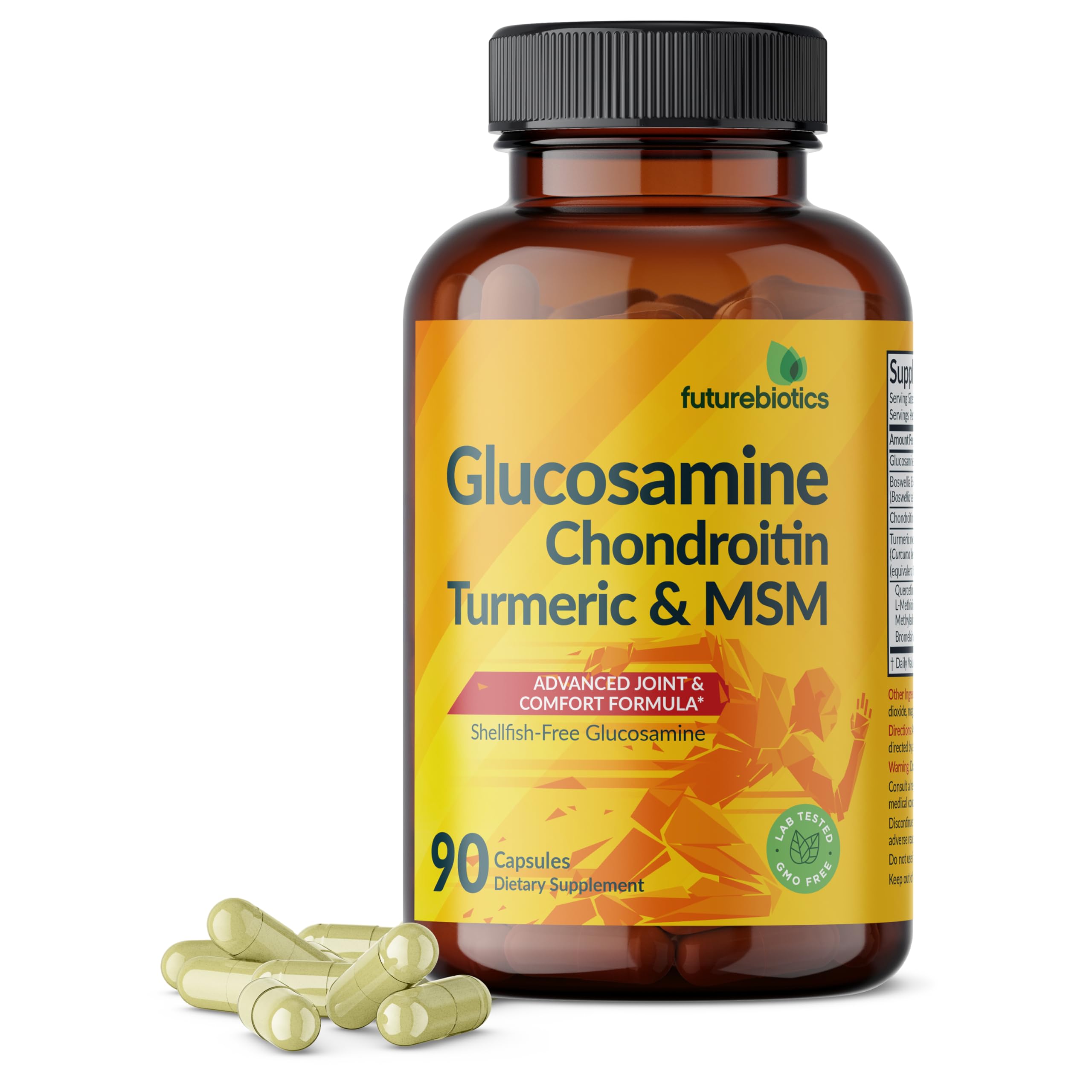 Glucosamine Chondroitin Turmeric & MSM Advanced Joint Formula, Supports Healthy Joints & Mobility - Non-GMO, 90 Capsules