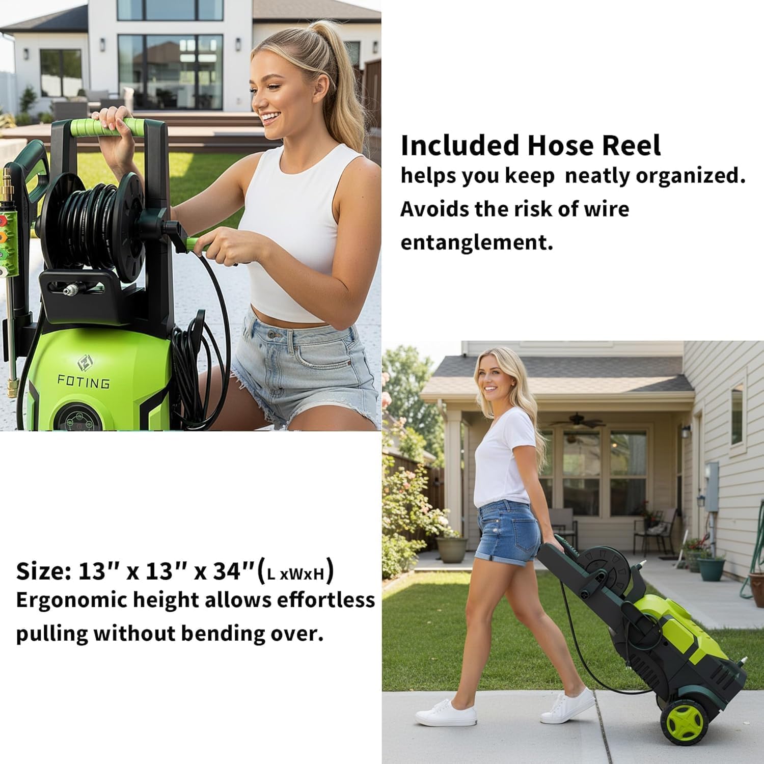 2026NEW Pressure Power Washer 4500PSI with 4 Quick Connect Nozzles, Inlet Hose & Filter, Foam Cannon for Cars/Fences/Driveways/Patios/Home Cleaning,34" X 13" X 13"