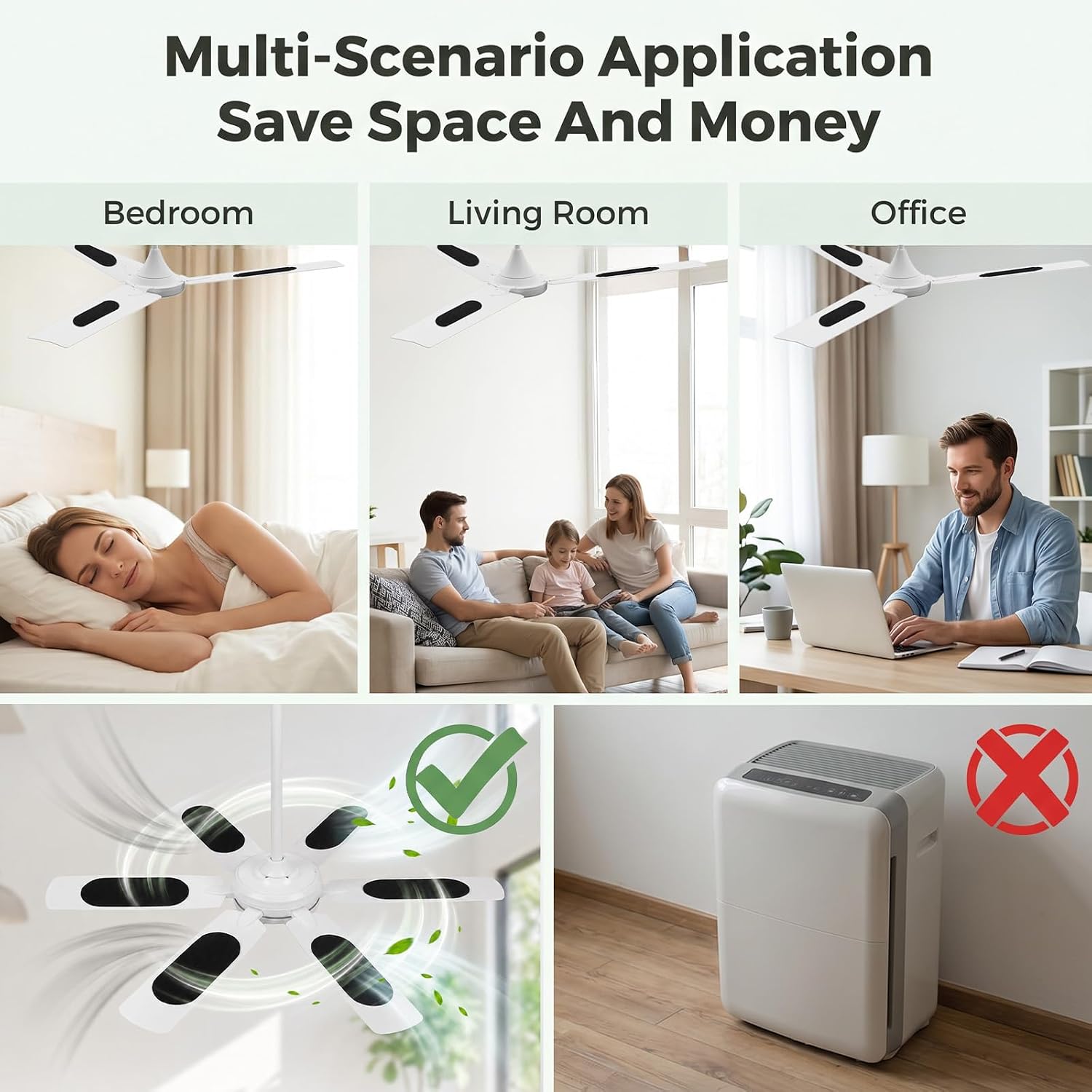 10PCS Ceiling Fan Filter for Blade Activated Carbon Fan Air Filter