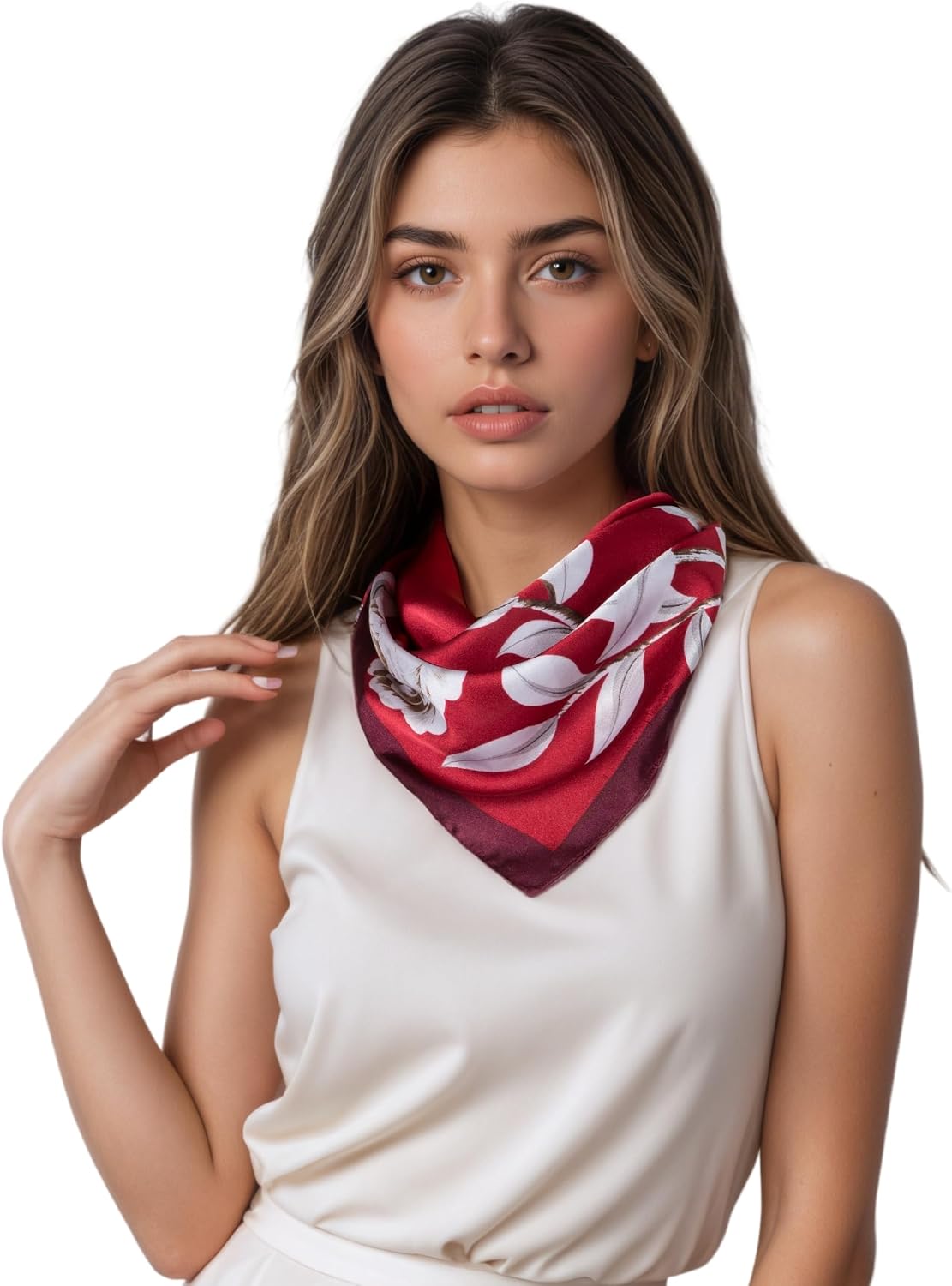 Breevo Women Satin Scarf Soft Silky Lightweight Hair Wrap Neck Head Bandana Purse Fashion Accessory