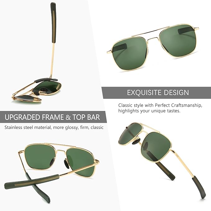 SUNGAIT Men’s Military Style Polarized Pilot Aviator Sunglasses Polarized sunglasses provide100% protection against UVA/UVB & UVC Rays, eliminating glare and protecting your eyes perfectly