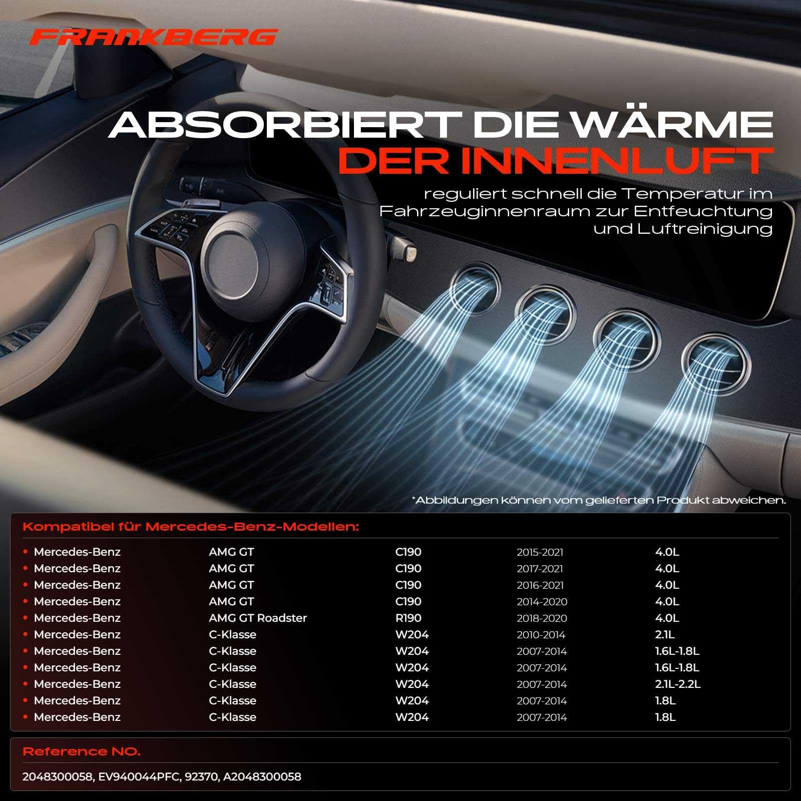 Frankberg Evaporador del aire acondicionado Compatible con GLK-Klasse X204 2.1L Clase E T-Model S212 2.1L Clase E W212 2.1L Clase E T-Model S212 3.0L Clase E W212 3.0L Replace# EV940044PFC