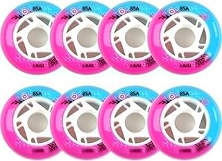 KouRY Inline Skate Wheels 8 Pcs Inline Skate Wheels Speed Skating Shoes Replacement Wheel Inline Skate Replacement Wheels 62mm/64mm/68mm/70mm/72mm 85A (Color : Pink Blue, Size : 62mm)