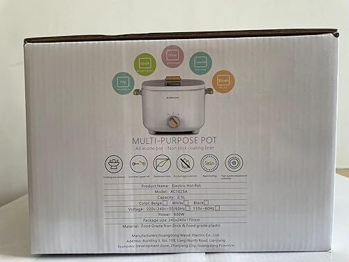 Miniatura 12 de Audecook Olla eléctrica, multicocina antiadherente portátil de 2.5 litros para 1-3 personas, sartén eléctrica de viaje con textura de panal con