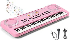 Teclado Musical, 61 Key Piano, Teclado Musical Iniciante, Teclado Piano, Teclado Musica, Possui 16 tons, 10 ritmos, 6 performances, 8 tons de percussão,