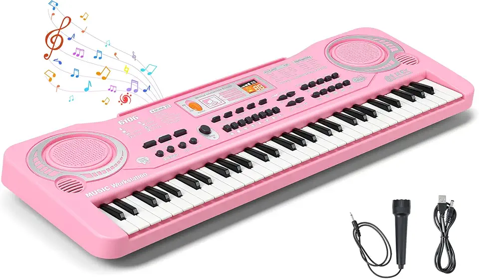 Teclado Musical, 61 Key Piano, Teclado Musical Iniciante, Teclado Piano, Teclado Musica, Possui 16 tons, 10 ritmos, 6 performances, 8 tons de percussão,