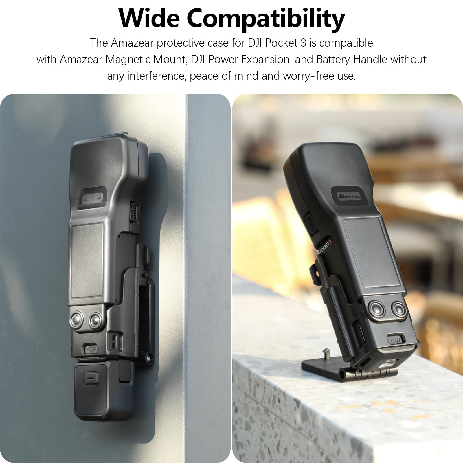 AMAZEAR Magnetyczny uchwyt do DJI Osmo Pocket 3 i gimbal osłona obiektywu kombi do akcesoriów DJI Pocket3, super mocny uchwyt magnetyczny z idealnym dopasowaniem