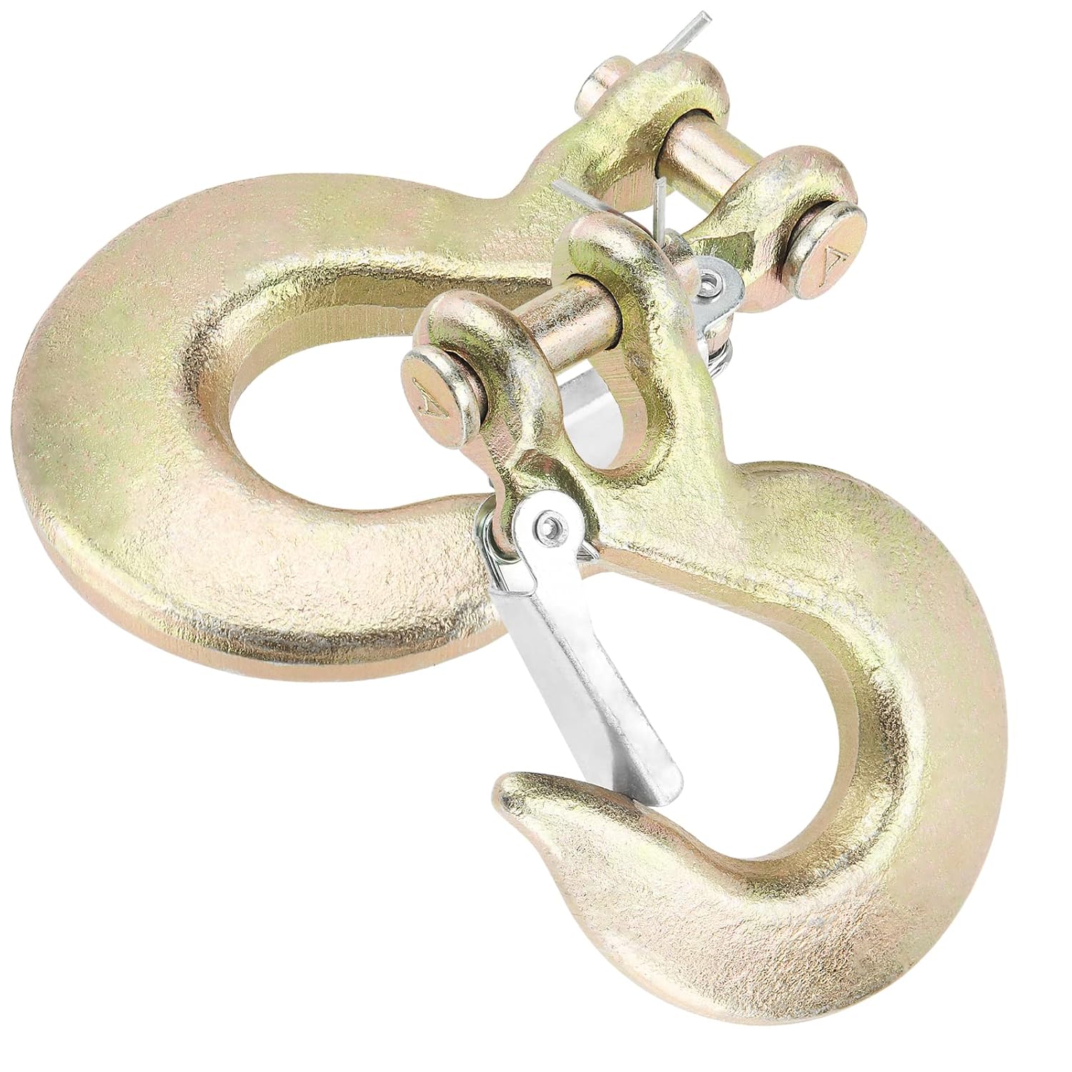 NINGWAAN 2 PCS 1/2 Inch Clevis Grab Hook, Forged Steel G70 Clevis Grab Hook with Safety Latch, Heavy Duty Latch Transport Safety Chain Hooks for Trailer Truck Towing Winch Hook, WLL 18,000 Lbs
