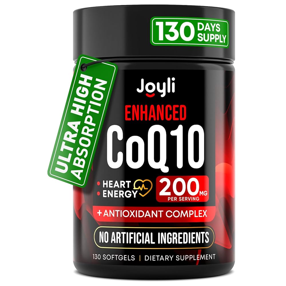 High Absorption CoQ10 200MG - Co Q10, 200mg Softgels for Heart Health & Energy Production - Enhanced Co Q 10 Supplement with Antioxidants and Flaxseed Oil - CoQ10 200 mg Per Serving