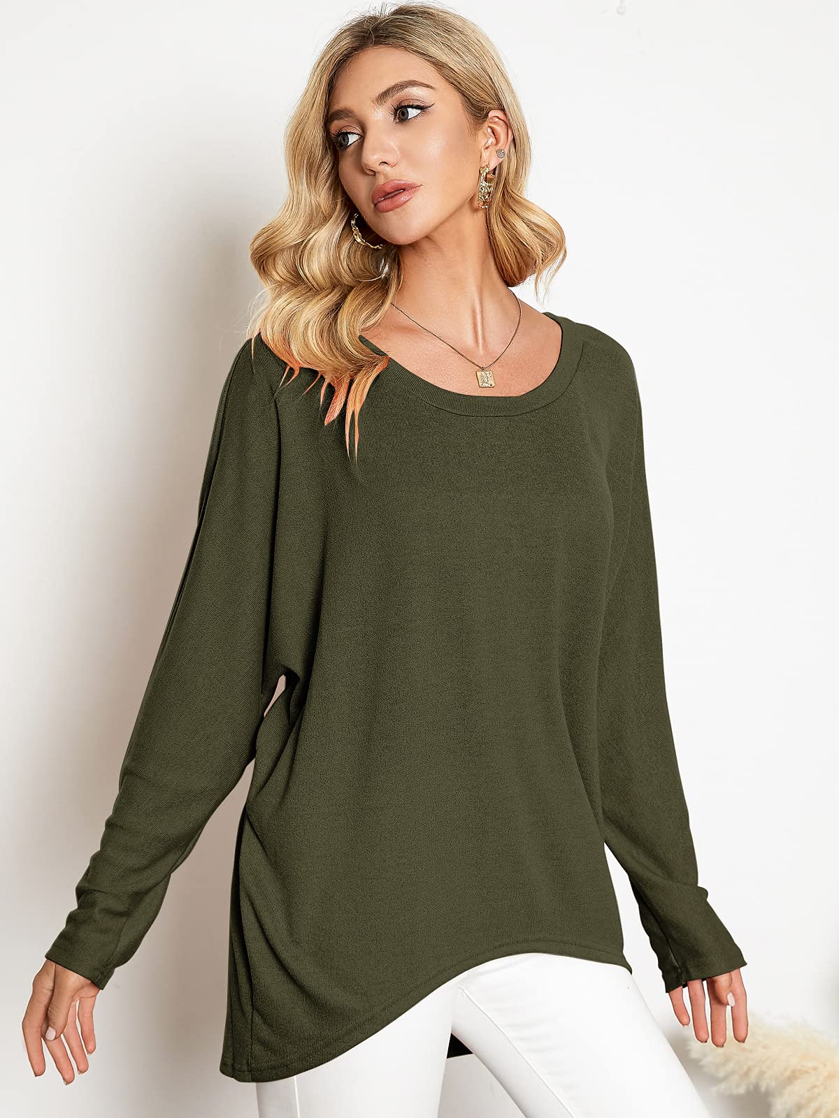 ZANZEA Donna Sexy allentato solido irregolare manica lunga Borsagy jumper casuale Tops T-Shirt Blouse
