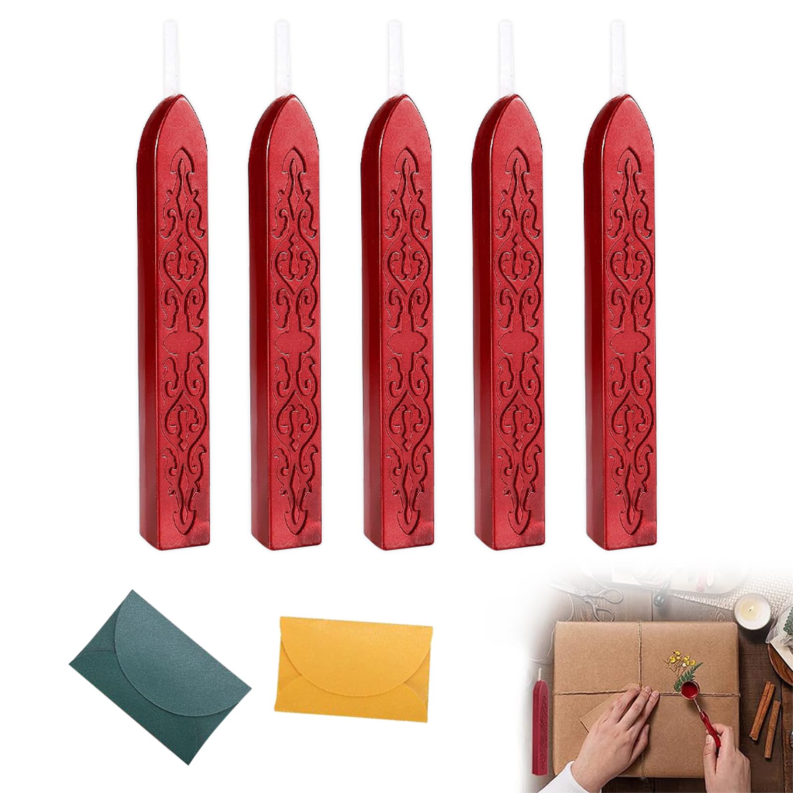 Bastoncini Sigillo Di Cera - 10 Pezzi, 5 Colori, Per Timbri Su Inviti E Regali - Foto 10