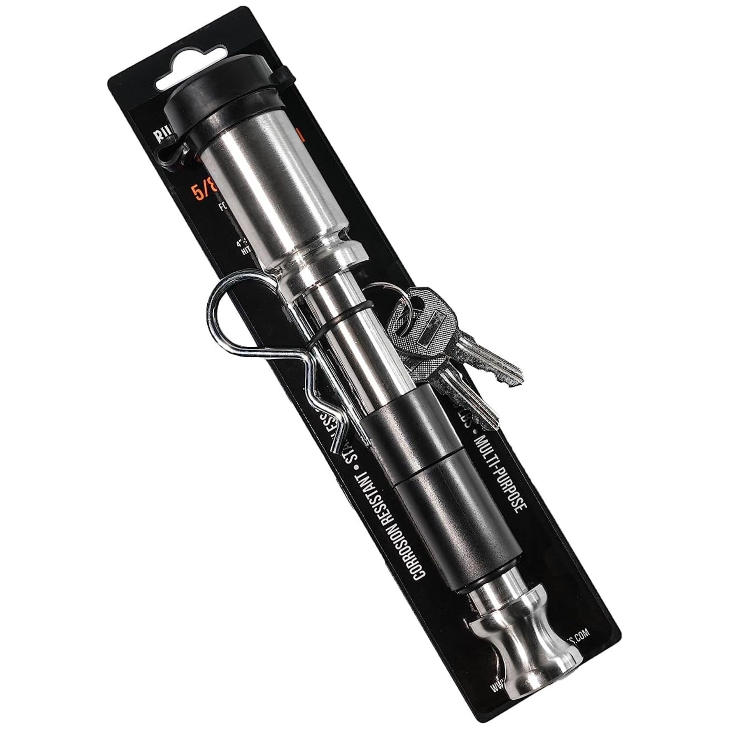 Bulletproof Stainless Steel Trailer Hitch Locking Pin with Weather Resistant Rubber Cap, 5/8” Diameter, Universal Fit, Compatible with Class 1, 2, 3, 4, 5 Hitches