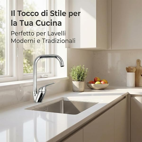 VOLTIX Rubinetto da Cucina Girevole a 360°, Miscelatore Monocomando per Lavello, Rubinetto per Acqua Calda e Fredda - 4