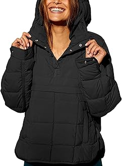 Women's Oversized Hooded Puffer Jacket Quilted Jackets for Women Lightweight Winter Warm Padded Hoodies Coat