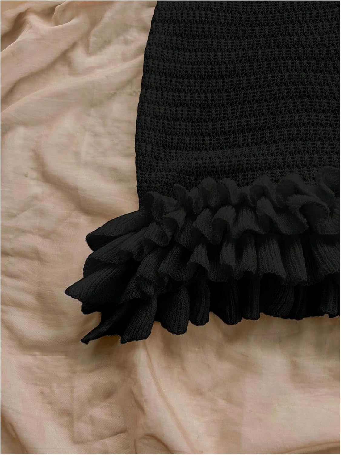 GORGLITTER Women's Crochet Halter Knit Bubble Backless Dresses Summer Vacation Festival Cruise Hawaii Beach Outfits - Image 4