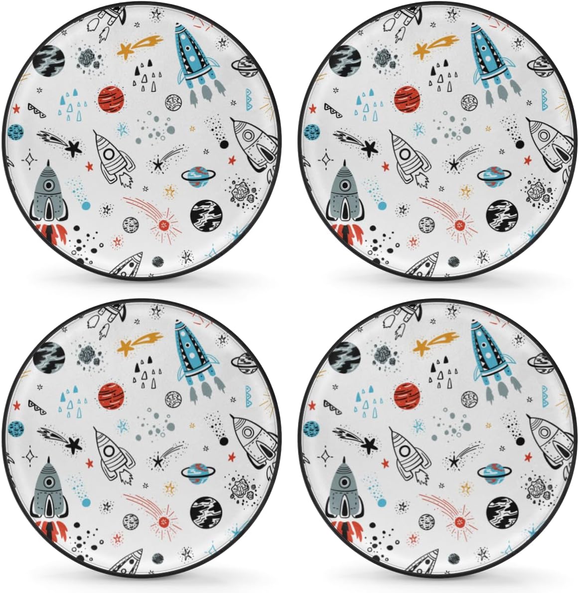 Cartoon Planet Tire Covers Portable Spare Tire Cover Soft Durable Waterproof Dustproof Set of 4 Bags 14 Inches for Car Truck SUV Trailer Camper