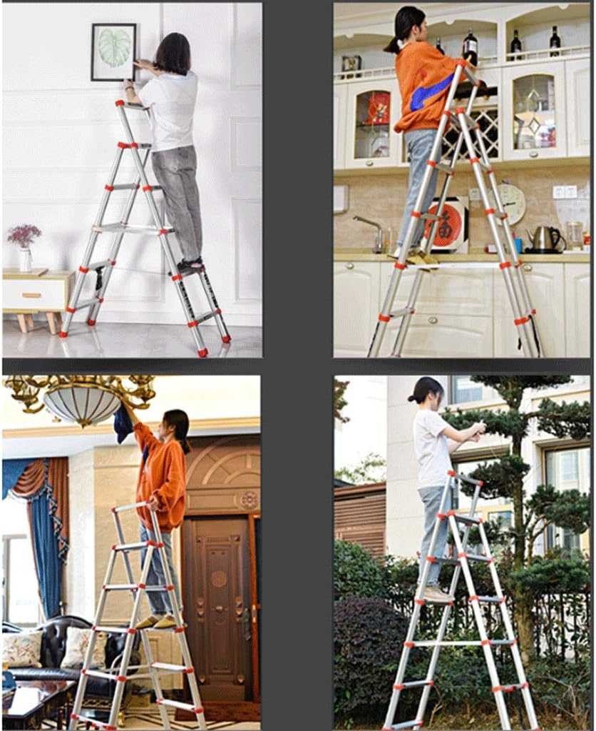 Telescoping Extension Ladder, Telescoping Ladders Telescopic Ladder, Step Ladder, Retractable Aluminum Alloy Ladder Multi-Position, Adjustable and Folding Ladder A-Frame Ladders