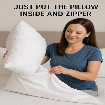 4 Pack Zippered Vinyl Pillow Covers Encasement