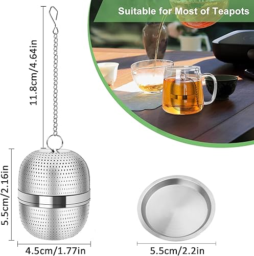 Miniatura 2 de Numola Infusor de bolas de té para té suelto, colador de té de malla extra fina con bandeja de goteo, té de acero inoxidable 304 más empinado para