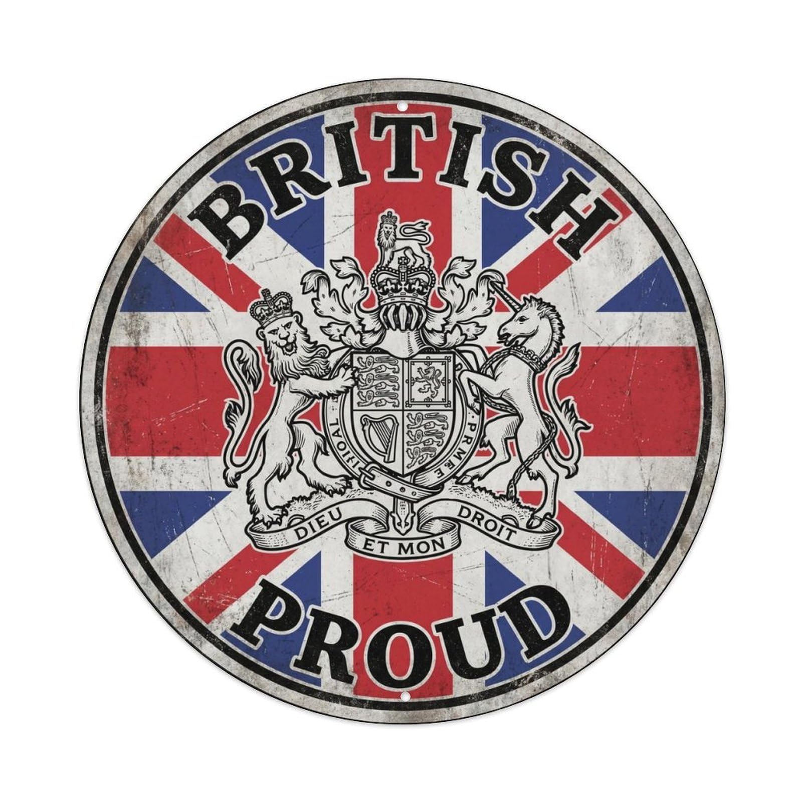 British Proud Royal Arms Crest Heraldry Heritage Emblem Metal Tin Sign