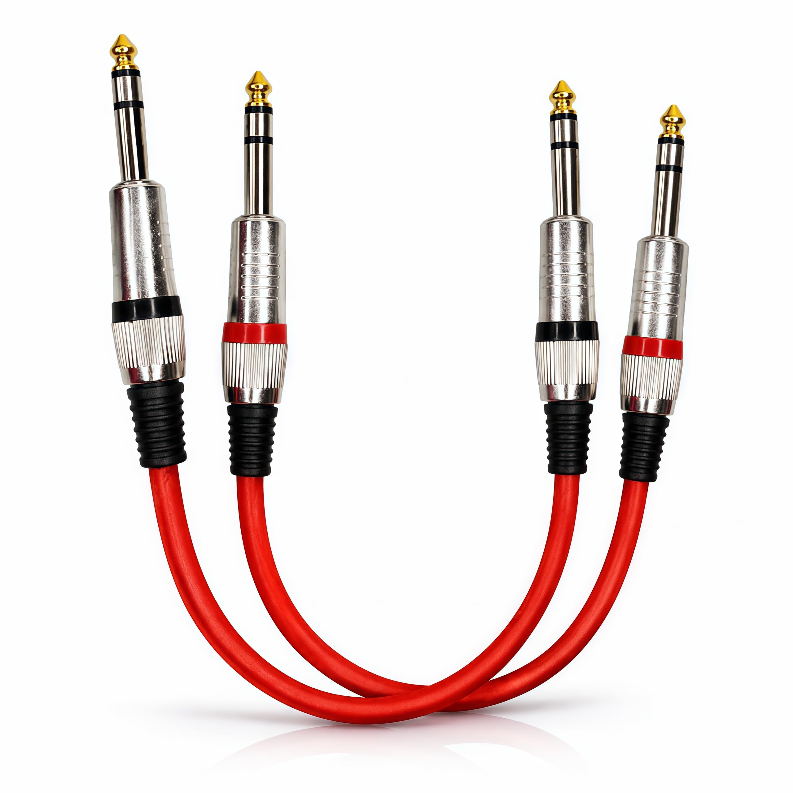 1/4-Zoll-Audiokabel, 30 cm TRS-Kabel für Bass, Keyboard, Mixer, Gitarrenkabel, 2er-Pack TRS-Instrumentenkabel
