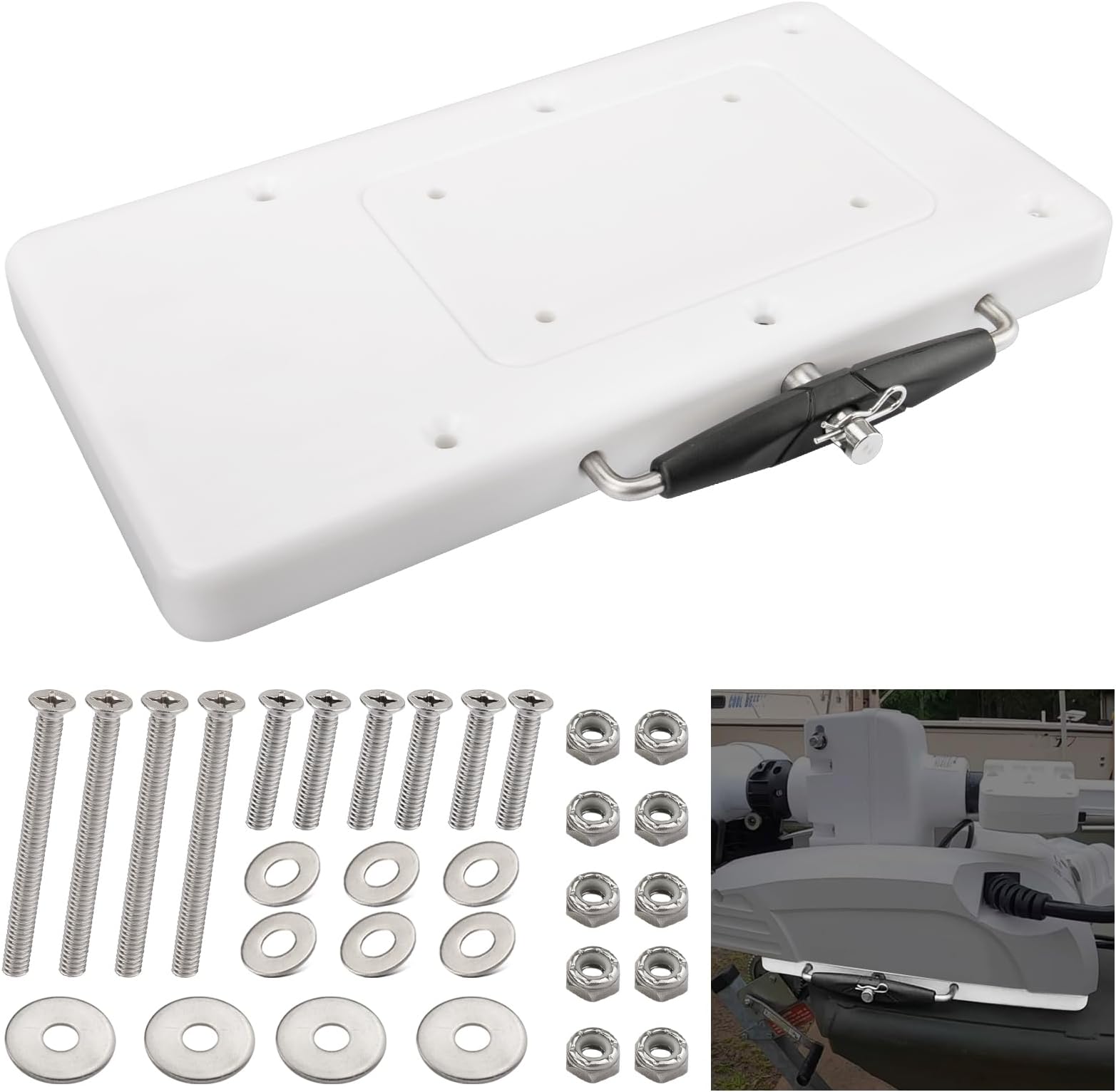 Trolling Motor Quick Release Mount Bracket for Minn Kota Ulterra, Terrova, PowerDrive V2, Riptide ST SP, Deckhand 40, Electric Steer Trolling Motor Mounting Plate, for 1854017 / RTA-17 White