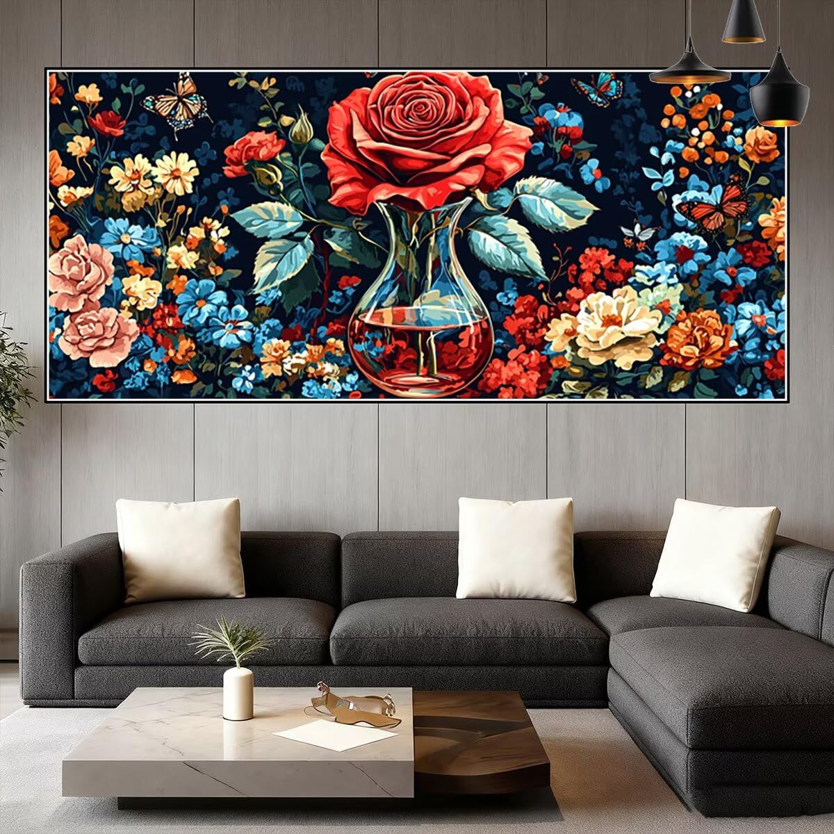 Malowanie diamentami Kwiat, Motyl Diamentowe Malarstwo Duży Rozmiar 220 x 100 cm, Diamenty Kryształowe DIY Dorośli, Diament Malarstwo Rhinestone Haft Rzemiosło Zestawy do dekoracji jesiennych V-96