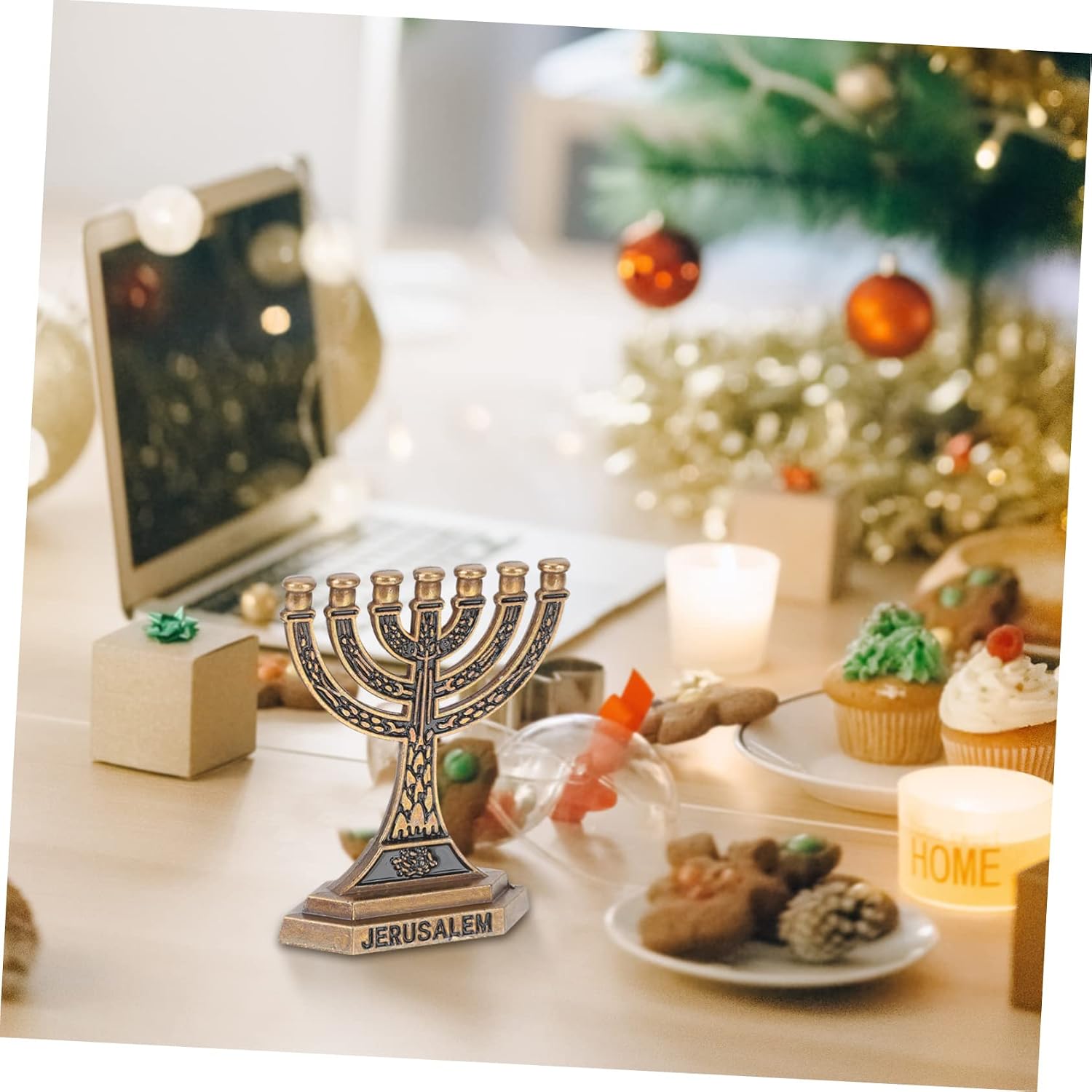 2pcs Arm Candle Holder Elegant Metal Menorah for Jewish Festivals Home Decor and Party Ornament Creates Charming Atmosphere
