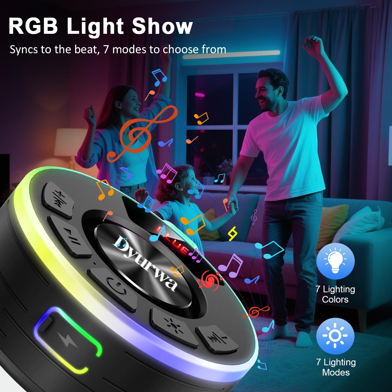 Altavoz Bluetooth con luces, Sonido cristalino Potente