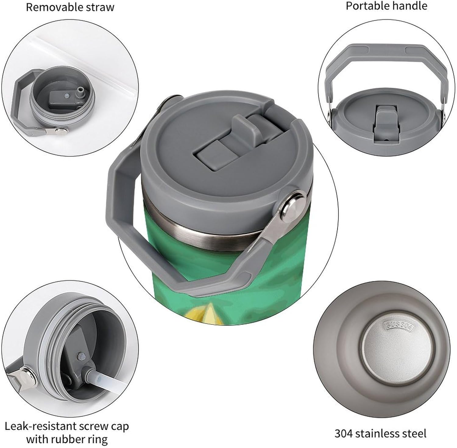 Yellow Daffodils Flowers Water Bottle 30 Oz Fits Car Cup Holder,Insulated Coffee Mug Large Capacity Car Cups,Stainless Steel Double Wall Sport Bottle for Travel Sports Gym