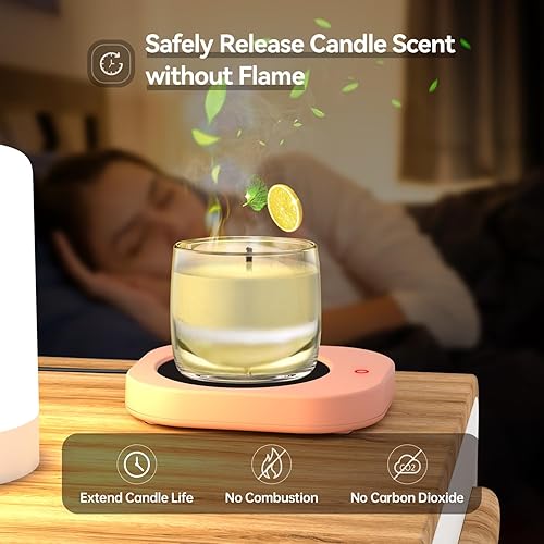 Miniatura 3 de Calentador de cera derretida para velas en frascos, libera de forma segura aromas sin llama, calentador de tazas de café para escritorio de