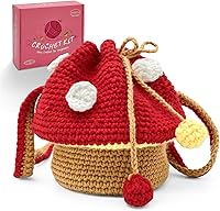 SGIBYN Beginner Crochet Kit: DIY Mushroom Crossbody Purse with Video Tutorials, Supplies & Guide