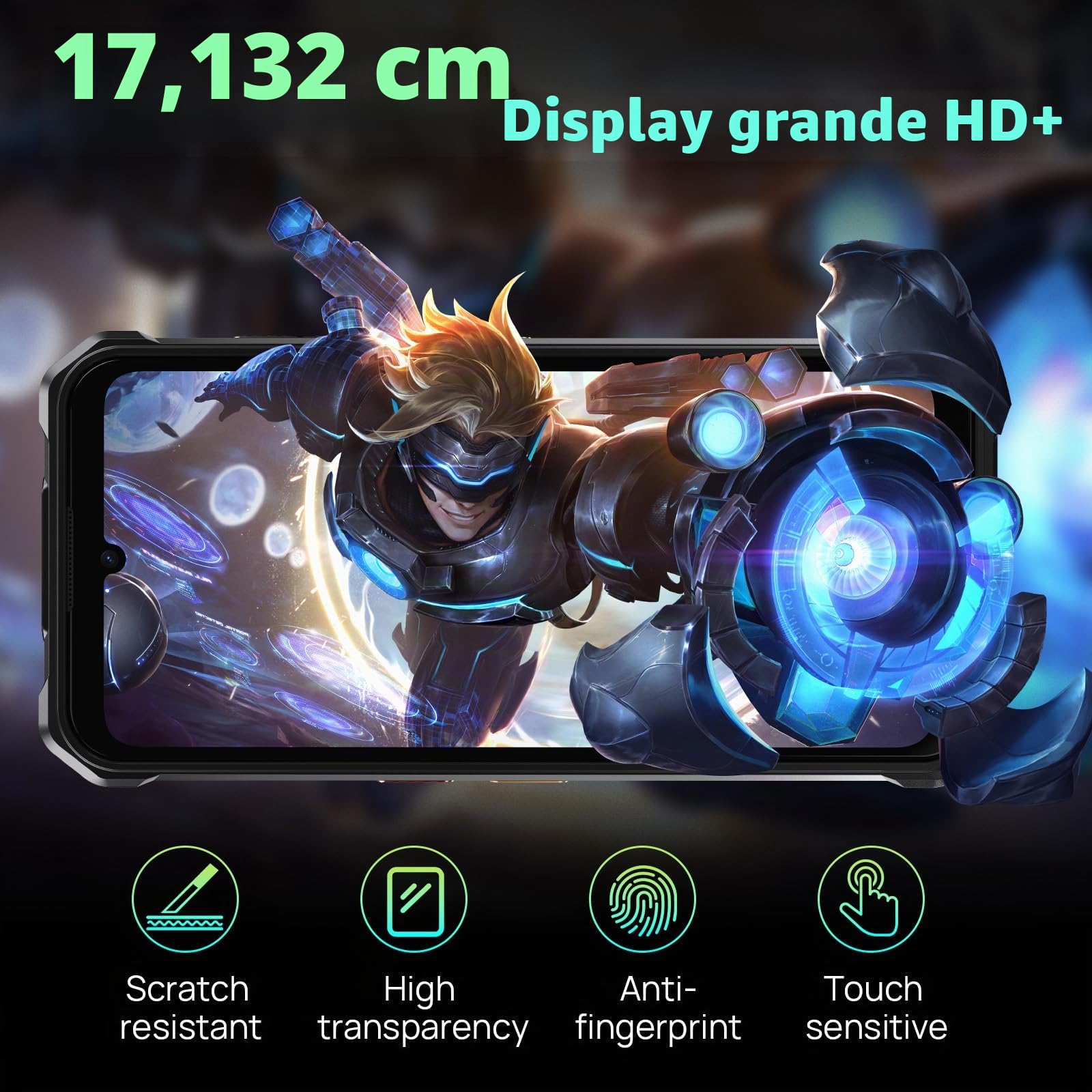 FOSSiBOT F110L Smartphone Rugged 10000mAh, Altoparlante 128dB Telefono indistruttibile, Android 15 12GB+128GB/2TB, Display 6.745” 50MP AI Dual Camera, IP68/69K 4G SIM(2026)