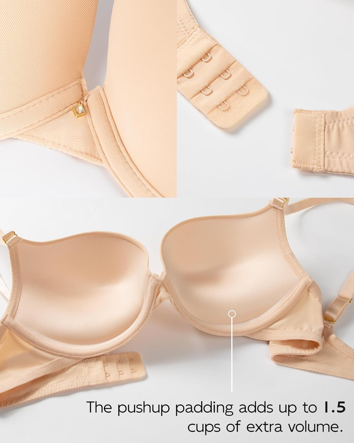 Push Up Bras for Women Padded Add Cup Size Sexy Plunge Demi Bra Underwire - Image 4