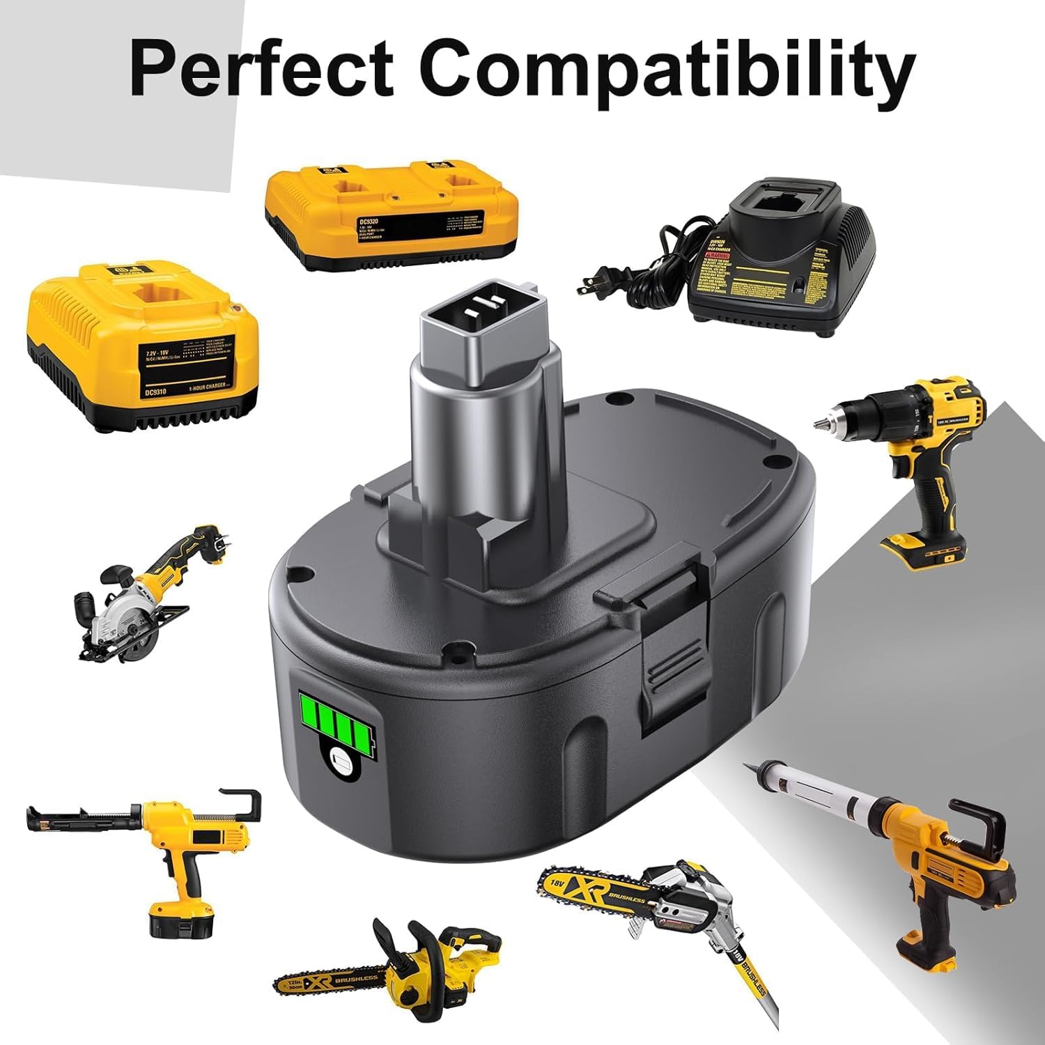 FSKE 6.5Ah Replacement for Dewalt 18V Battery XRP DC9096 DC9098 DC9099 DE9039 DE9095 DE9096 DE9098 DW9095 DW9096 DW9098 DE9503 DC9182 18V XRP Batteries (2 Packs)