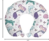 Vista 370 de Lunarable Teal Travel Pillow Neck Rest, Aquatic Fauna Theme Hand Drawn Style Various Starfish in Blue Shades, Memory Foam Traveling Accessory for