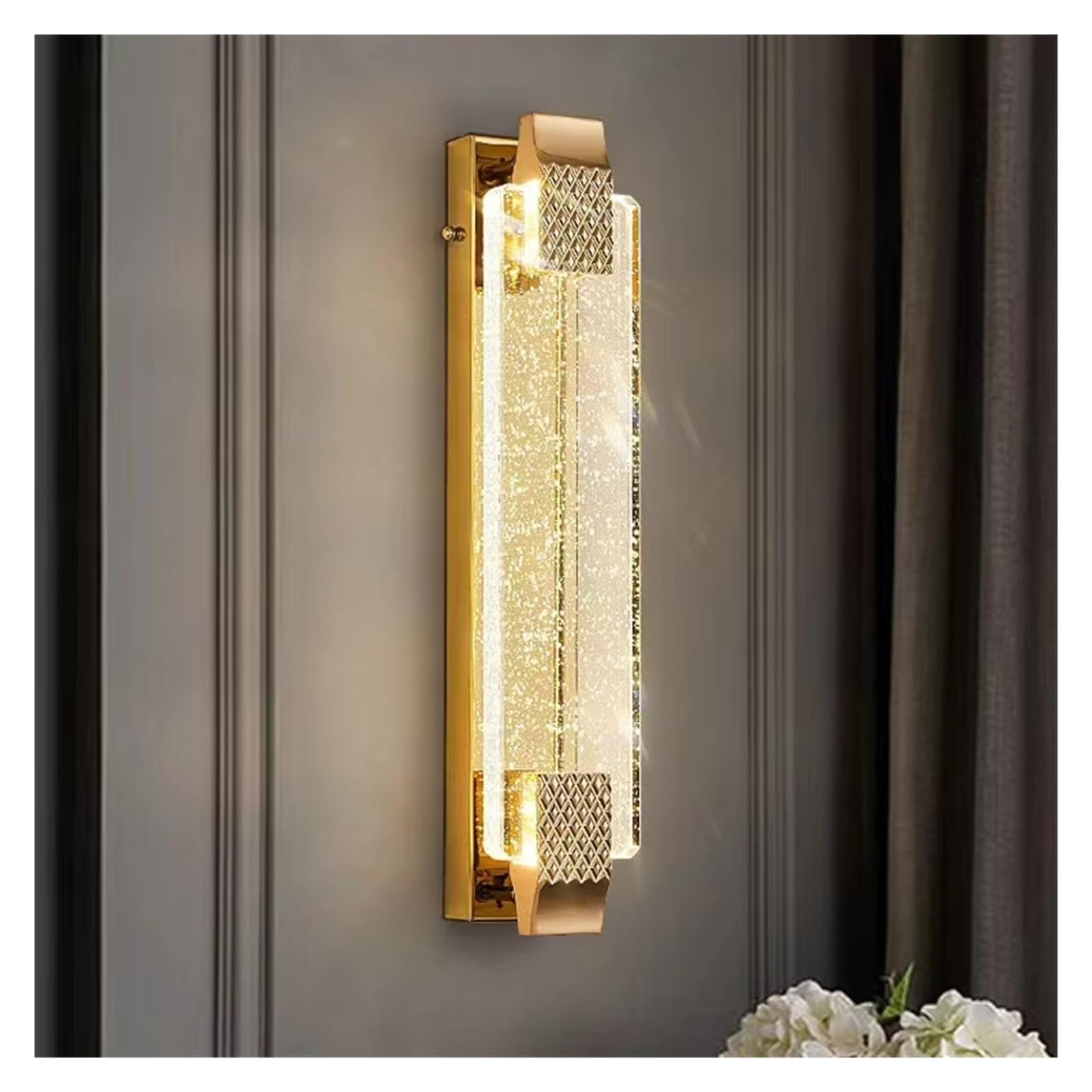ZTCHSENZT Modern Crystal Wall Light Luxury Gold Stair Light Copper Wall Light for Parlor Bedroom,Cool White-60cm