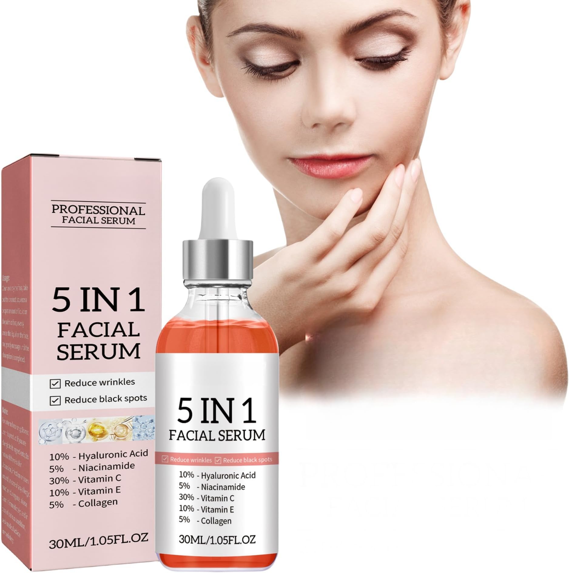 5-In-1 Facial Essence 30ml, Anti-Wrinkle, Firming, Lightening Spots, Hydrating, Nourishing and Beautifying Skin, Skin Rejuvenation Benefits, Comprehensive Skincare Moisturizing