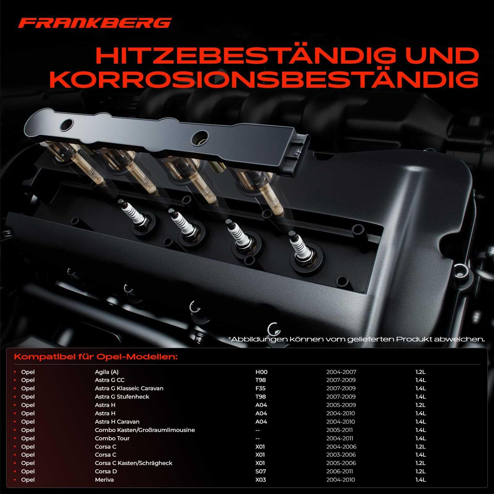 Frankberg Bobina di accensione Modulo di accensione Benzina Compatibile con Corsa D S07 1.2L Corsa D S07 1.4L Astra H Caravan A04 1.4L Meriva X03 1.4L Astra H A04 1.4L Replace# 1208020