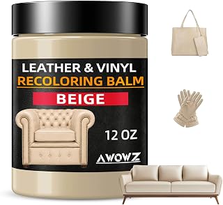 Leather Recoloring Balm, Leather Couch Repair Kit, Leather Restorer for Couches, Leather Scratch Repair, Leather Recoloring Balm for Faded & Scratched Leather Couches (Beige, 12 OZ)