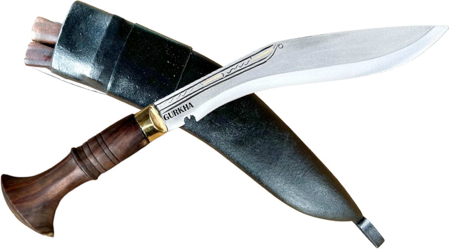 Gurkha Kukri Knife Overall 15 IN Panawal Sirupate Khukuri Knife 9.5 IN Fixed Blade Leather Sheath & 2 Small Knives - Handmade In Nepal