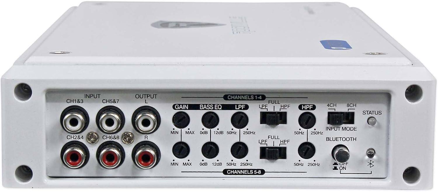 Rockville RXM8BTW 1500w Peak/750w Dyno-Certified RMS Marine 8 Channel Digital Class D Power Amplifier with Bluetooth Wireless Integration : Electronics