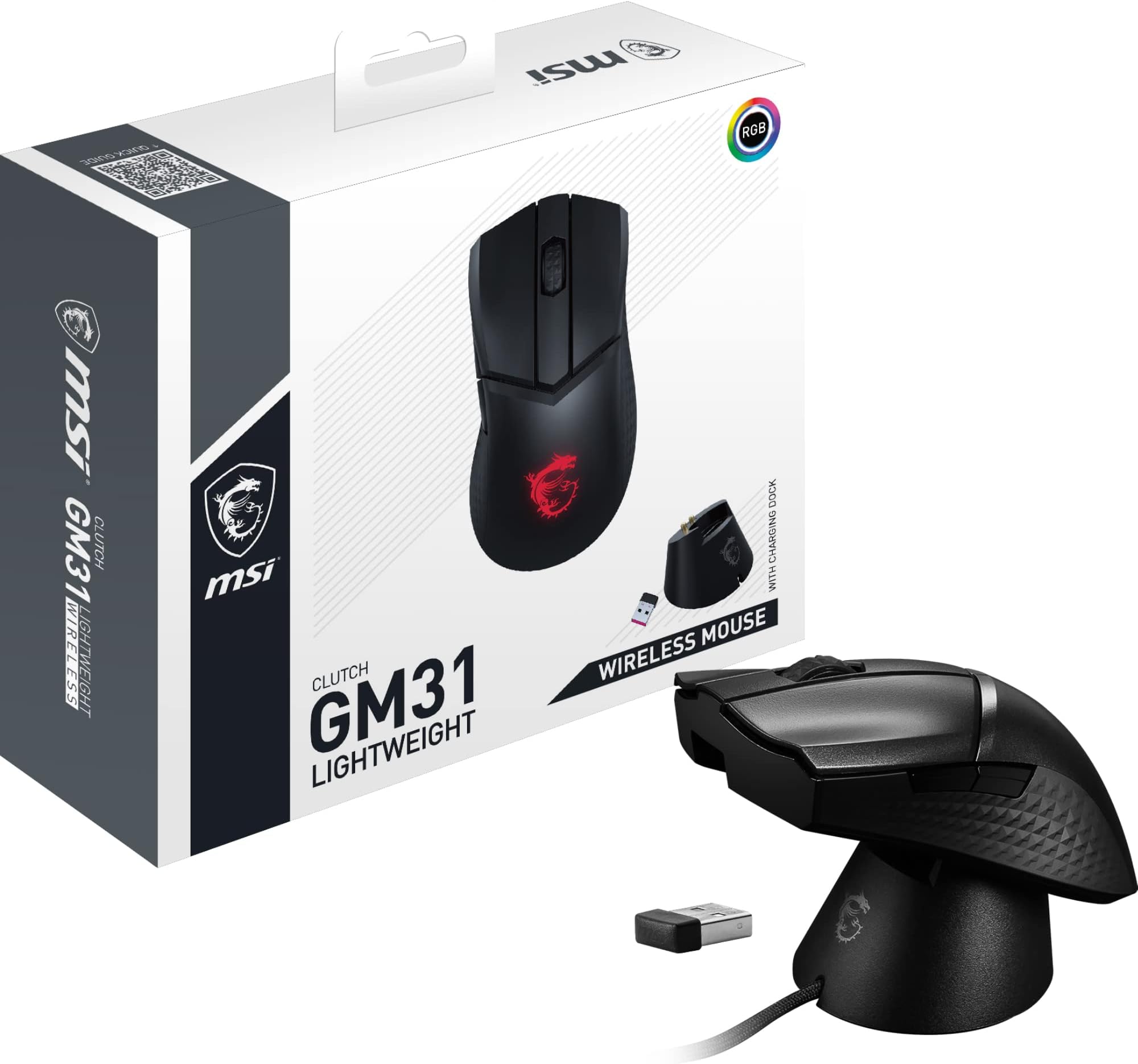 MSI Gaming Mouse Clutch GM31 Lightweight Wireless Black 2.4GHz