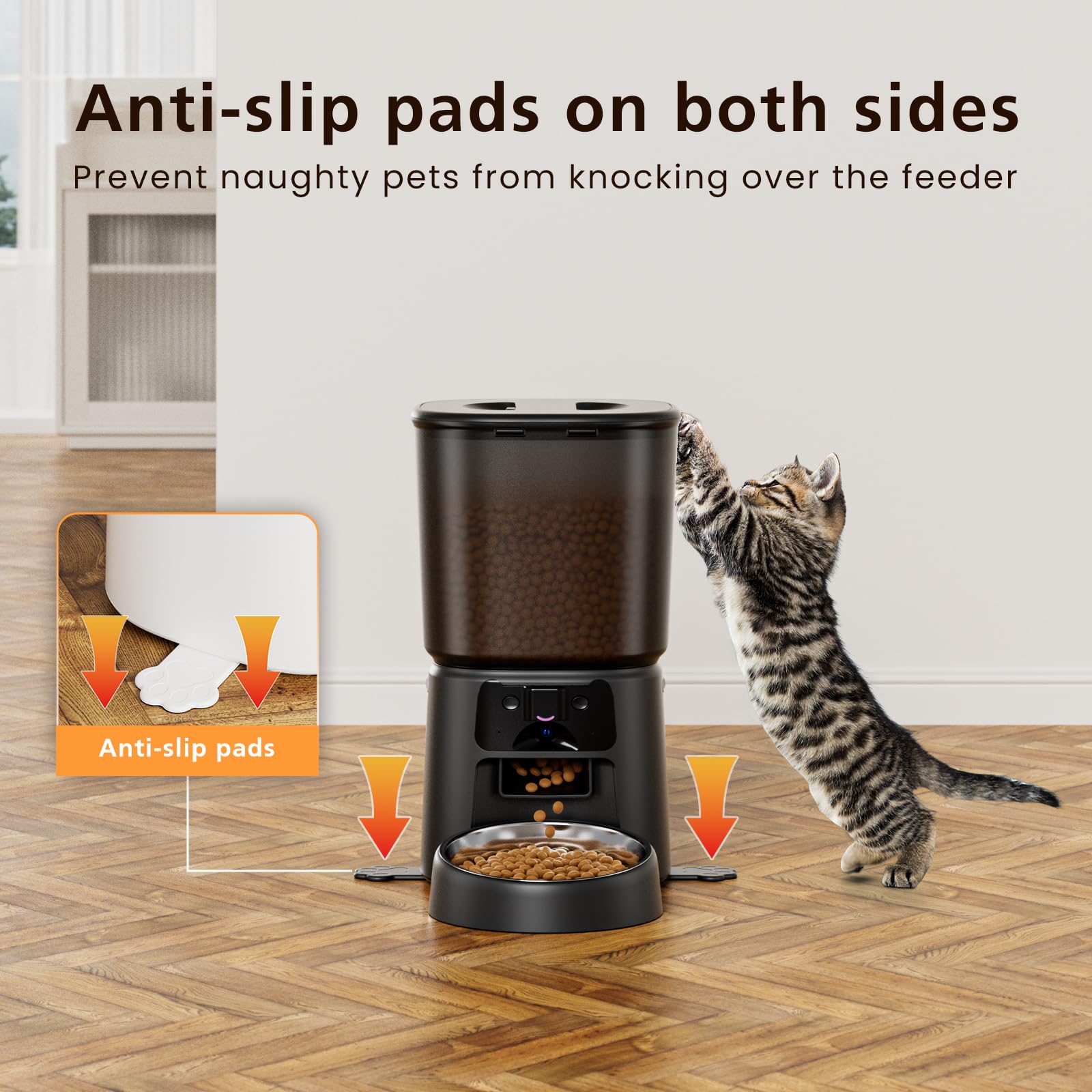 Alimentatore automatico per gatti con fotocamera, alimentatore intelligente WiFi 4L con controllo APP, video HD 1080p, visione notturna, chiamata vocale, rilevamento del movimento, doppia