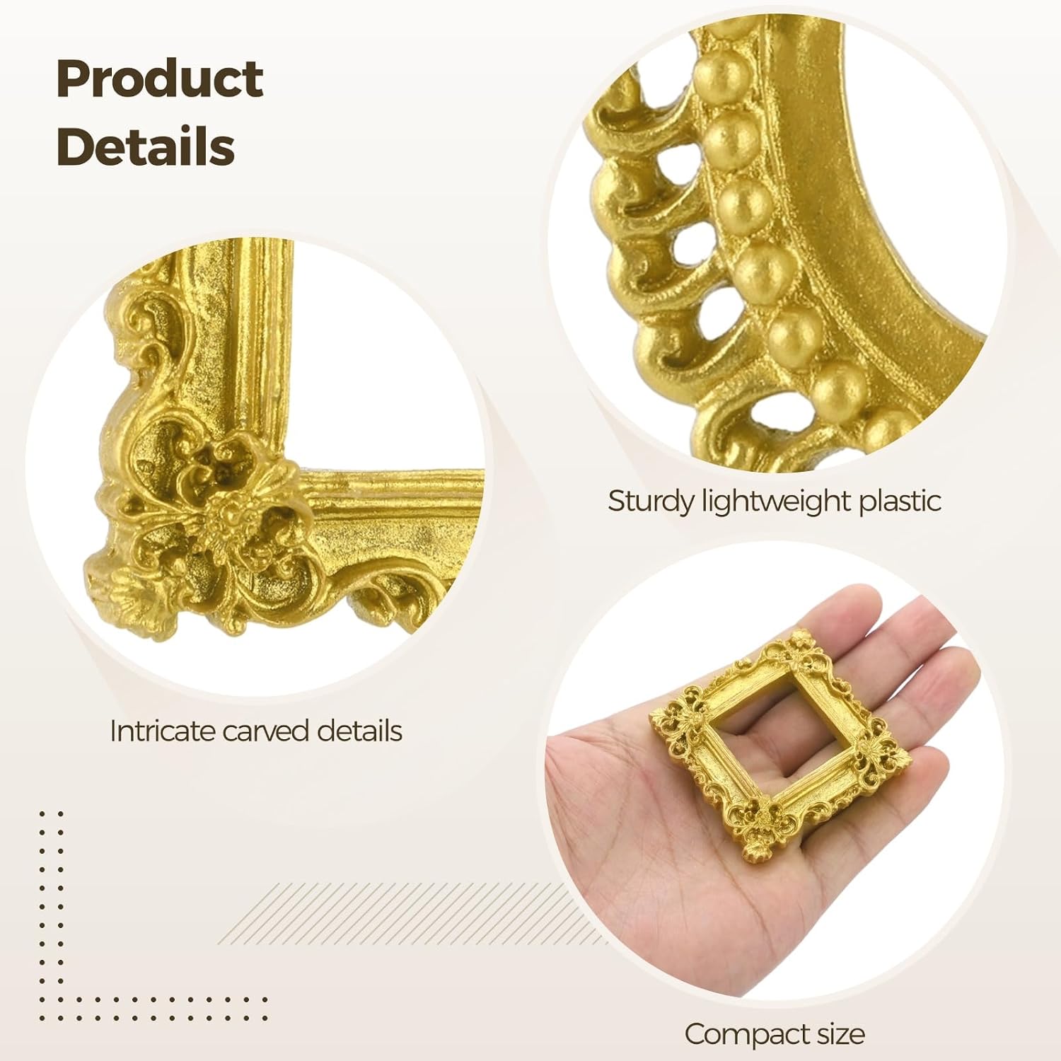 100 Pcs Gold Hollow Craft Frames, DIY Plastic Decorative Supplies with Assorted Shapes, Antique Photo Frames for Photo Album Scrapbooking Art Projects