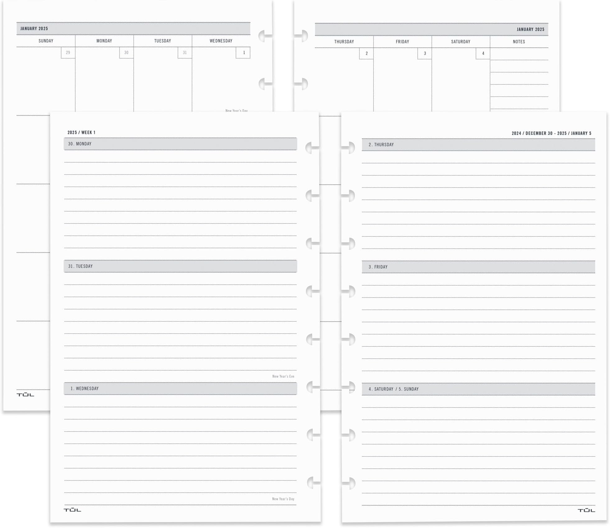 Tul Calendar TUL Discbound Daily Refill Pages - Junior Size 2023 Planner January-December Tul Junior Refill - View #4