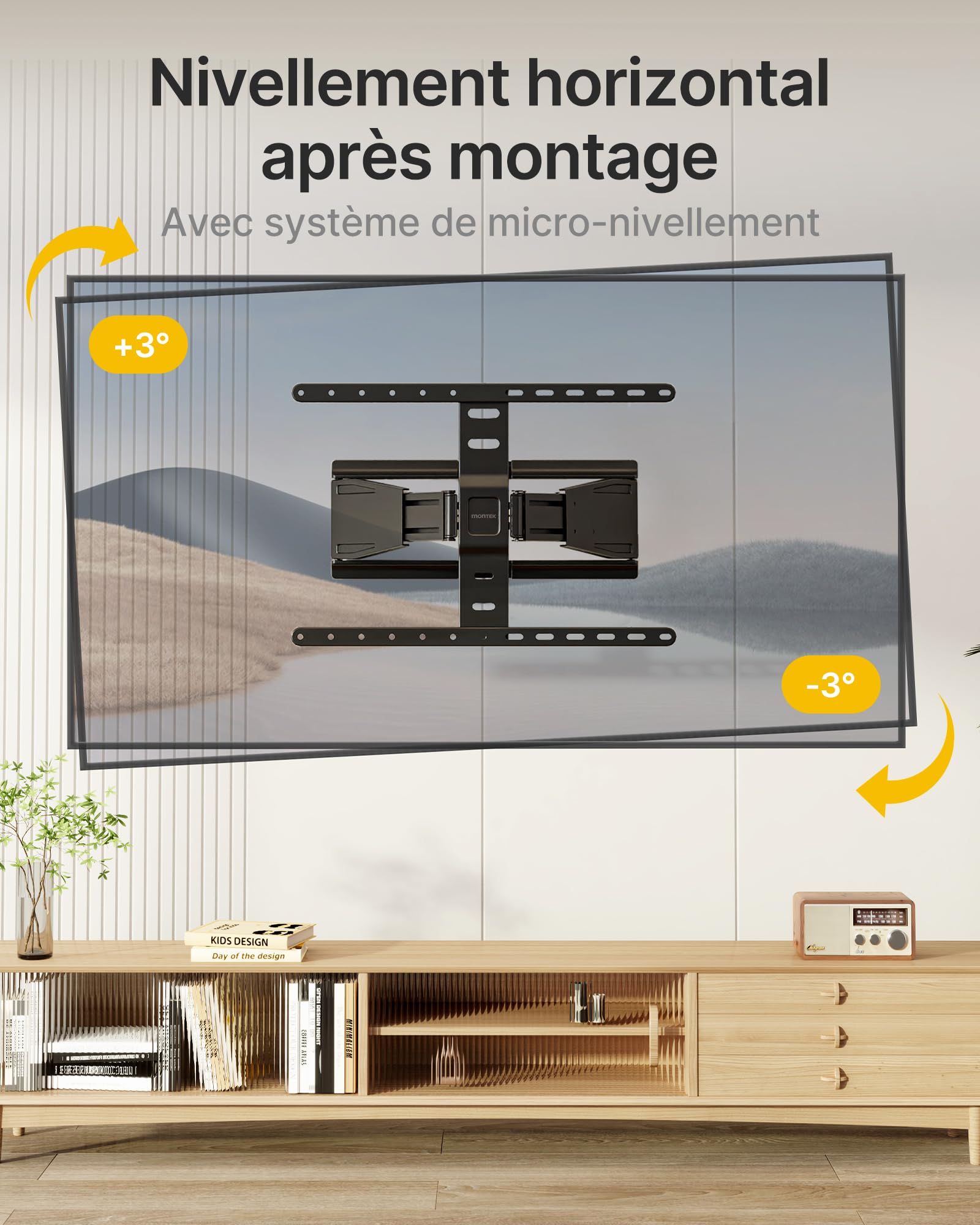 monTEK Support TV Mural 37 à 75", VESA 400x400mm Max,Charge Max 50Kg